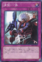 This is an image for the product At One With the Sword that has a rarity of Common in the Duelist Edition Volume 4 with a card code of DE04-JP041 that is available on the TEKKX Product website.