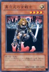 This is an image for the product D.D. Warrior Lady that has a rarity of Common in the Structure Deck: Warrior's Triumph with a card code of SD5-JP011 that is available on the TEKKX Product website.