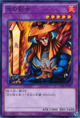 This is an image for the product Flame Swordsman that has a rarity of Common in the Duelist Road -Piece of Memory- Side: Yugi Muto with a card code of 15AX-JPM37 that is available on the TEKKX Product website.