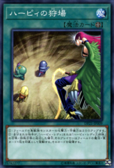 This is an image for the product Harpies' Hunting Ground that has a rarity of Common in the Duelist Pack: Legend Duelist 4 with a card code of DP21-JP009 that is available on the TEKKX Product website.