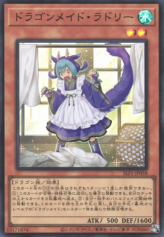 This is an image for the product Laundry Dragonmaid that has a rarity of Super Rare in the Selection 5 with a card code of SLF1-JP058 that is available on the TEKKX Product website.