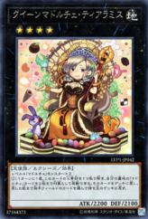 This is an image for the product Madolche Queen Tiaramisu that has a rarity of Rare in the LINK VRAINS Pack with a card code of LVP1-JP042 that is available on the TEKKX Product website.