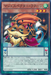 This is an image for the product Majespecter Raccoon - Bunbuku that has a rarity of Common in the Dimension of Chaos with a card code of DOCS-JP026 that is available on the TEKKX Product website.