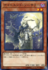 This is an image for the product Night's End Sorcerer that has a rarity of Common in the Deck Build Pack: Hidden Summoners with a card code of DBHS-JP040 that is available on the TEKKX Product website.