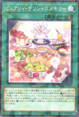 This is an image for the product Purrely Delicious Memory that has a rarity of Normal Parallel Rare in the Deck Build Pack: Amazing Defenders with a card code of DBAD-JP023 that is available on the TEKKX Product website.