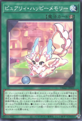 This is an image for the product Purrely Happy Memory that has a rarity of Common in the Deck Build Pack: Amazing Defenders with a card code of DBAD-JP021 that is available on the TEKKX Product website.