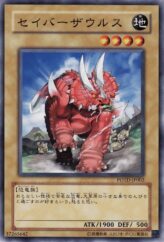 This is an image for the product Sabersaurus that has a rarity of Common in the Power of the Duelist with a card code of POTD-JP002 that is available on the TEKKX Product website.