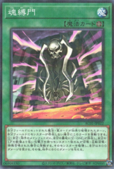 This is an image for the product Soul Binding Gate that has a rarity of Normal Parallel Rare in the Animation Chronicle 2021 with a card code of AC01-JP022 that is available on the TEKKX Product website.