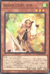 This is an image for the product WAKE CUP! Macchi that has a rarity of Normal Rare in the Doom of Dimensions with a card code of DOOD-JP032 that is available on the TEKKX Product website.