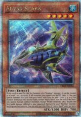 This is an image for the product Abyss Shark that has a rarity of Quarter Century Secret Rare in the Creation Pack 05 with a card code of CR05-AE086 that is available on the TEKKX Product website.