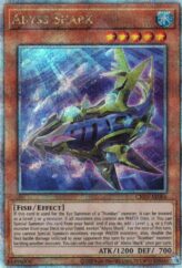 This is an image for the product Abyss Shark that has a rarity of Quarter Century Secret Rare in the Creation Pack 05 with a card code of CR05-AE086 that is available on the TEKKX Product website.
