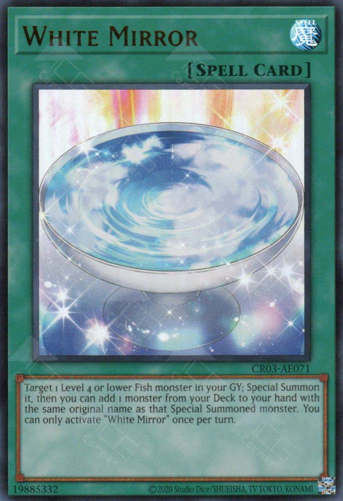 This is an image for the product White Mirror that has a rarity of Ultra Rare in the Creation Pack 03 with a card code of CR03-AE071 that is available on the TEKKX Product website.