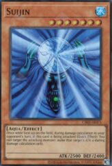 This is an image for the product Suijin that has a rarity of Super Rare in the Creation Pack 03 with a card code of CR03-AE075 that is available on the TEKKX Product website.