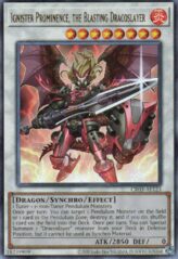 This is an image for the product Ignister Prominence, the Blasting Dracoslayer that has a rarity of Ultimate Rare in the Creation Pack 03 with a card code of CR03-AE123 that is available on the TEKKX Product website.