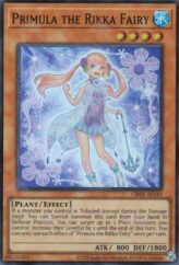 This is an image for the product Primula the Rikka Fairy that has a rarity of Super Rare in the Creation Pack 03 with a card code of CR03-AE169 that is available on the TEKKX Product website.