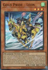 This is an image for the product Gold Pride - Leon that has a rarity of Ultra Rare in the Creation Pack 04 with a card code of CR04-AE048 that is available on the TEKKX Product website.