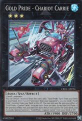 This is an image for the product Gold Pride - Chariot Carrie that has a rarity of Super Rare in the Creation Pack 04 with a card code of CR04-AE054 that is available on the TEKKX Product website.