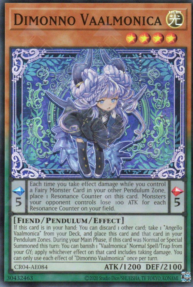 This is an image for the product Dimonno Vaalmonica that has a rarity of Super Rare in the Creation Pack 04 with a card code of CR04-AE084 that is available on the TEKKX Product website.