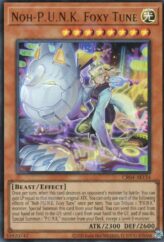 This is an image for the product Noh-P.U.N.K. Foxy Tune that has a rarity of Ultra Rare in the Creation Pack 04 with a card code of CR04-AE134 that is available on the TEKKX Product website.