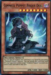 This is an image for the product Gimmick Puppet Bisque Doll that has a rarity of Super Rare in the Creation Pack 05 with a card code of CR05-AE014 that is available on the TEKKX Product website.