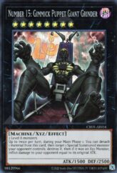This is an image for the product Number 15: Gimmick Puppet Giant Grinder that has a rarity of Super Rare in the Creation Pack 05 with a card code of CR05-AE016 that is available on the TEKKX Product website.