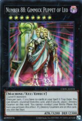 This is an image for the product Number 88: Gimmick Puppet of Leo that has a rarity of Super Rare in the Creation Pack 05 with a card code of CR05-AE018 that is available on the TEKKX Product website.