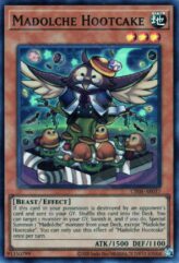 This is an image for the product Madolche Hootcake that has a rarity of Super Rare in the Creation Pack 05 with a card code of CR05-AE037 that is available on the TEKKX Product website.