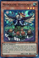 This is an image for the product Madolche Hootcake that has a rarity of Super Rare in the Creation Pack 05 with a card code of CR05-AE037 that is available on the TEKKX Product website.