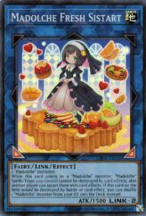 This is an image for the product Madolche Fresh Sistart that has a rarity of Super Rare in the Creation Pack 05 with a card code of CR05-AE050 that is available on the TEKKX Product website.