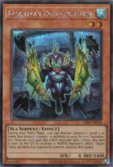 This is an image for the product Atlantean Heavy Infantry that has a rarity of Secret Rare in the Creation Pack 05 +1 Bonus Pack with a card code of CR05-AES10 that is available on the TEKKX Product website.