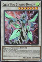 This is an image for the product Clear Wing Synchro Dragon that has a rarity of Super Rare in the Creation Pack 06 with a card code of CR06-AE028 that is available on the TEKKX Product website.
