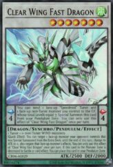 This is an image for the product Clear Wing Fast Dragon that has a rarity of Super Rare in the Creation Pack 06 with a card code of CR06-AE029 that is available on the TEKKX Product website.