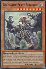 This is an image for the product Gladiator Beast Augustus that has a rarity of Super Rare in the Creation Pack 06 with a card code of CR06-AE056 that is available on the TEKKX Product website.