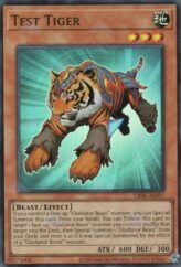 This is an image for the product Test Tiger that has a rarity of Super Rare in the Creation Pack 06 with a card code of CR06-AE057 that is available on the TEKKX Product website.