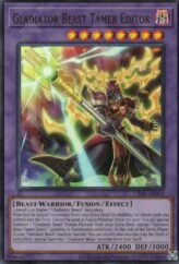 This is an image for the product Gladiator Beast Tamer Editor that has a rarity of Ultra Rare in the Creation Pack 06 with a card code of CR06-AE062 that is available on the TEKKX Product website.