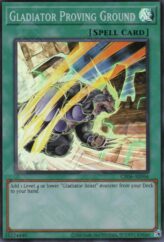 This is an image for the product Gladiator Proving Ground that has a rarity of Super Rare in the Creation Pack 06 with a card code of CR06-AE066 that is available on the TEKKX Product website.