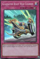 This is an image for the product Gladiator Beast War Chariot that has a rarity of Super Rare in the Creation Pack 06 with a card code of CR06-AE070 that is available on the TEKKX Product website.