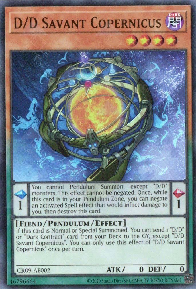 This is an image for the product D/D Savant Copernicus that has a rarity of Ultra Rare in the Creation Pack 09 with a card code of CR09-AE002 that is available on the TEKKX Product website.
