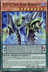 This is an image for the product D/D/D Vice King Requiem that has a rarity of Super Rare in the Creation Pack 09 with a card code of CR09-AE014 that is available on the TEKKX Product website.