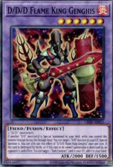 This is an image for the product D/D/D Flame King Genghis that has a rarity of Super Rare in the Creation Pack 09 with a card code of CR09-AE015 that is available on the TEKKX Product website.