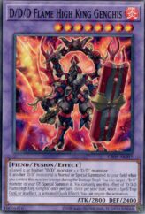 This is an image for the product D/D/D Flame High King Genghis that has a rarity of Common in the Creation Pack 09 with a card code of CR09-AE017 that is available on the TEKKX Product website.