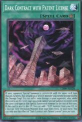 This is an image for the product Dark Contract with Patent License that has a rarity of Common in the Creation Pack 09 with a card code of CR09-AE028 that is available on the TEKKX Product website.