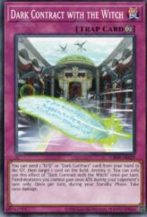 This is an image for the product Dark Contract with the Witch that has a rarity of Common in the Creation Pack 09 with a card code of CR09-AE029 that is available on the TEKKX Product website.