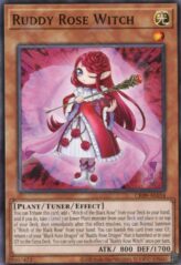 This is an image for the product Ruddy Rose Witch that has a rarity of Common in the Creation Pack 09 with a card code of CR09-AE034 that is available on the TEKKX Product website.