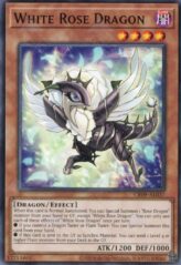 This is an image for the product White Rose Dragon that has a rarity of Common in the Creation Pack 09 with a card code of CR09-AE037 that is available on the TEKKX Product website.