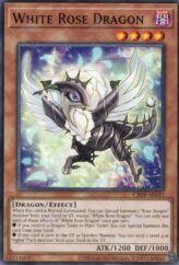 This is an image for the product White Rose Dragon that has a rarity of Common in the Creation Pack 09 with a card code of CR09-AE037 that is available on the TEKKX Product website.