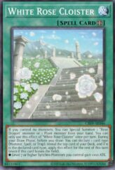 This is an image for the product White Rose Cloister that has a rarity of Common in the Creation Pack 09 with a card code of CR09-AE046 that is available on the TEKKX Product website.