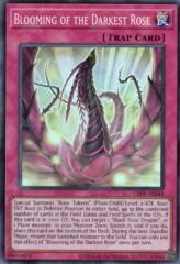 This is an image for the product Blooming of the Darkest Rose that has a rarity of Super Rare in the Creation Pack 09 with a card code of CR09-AE048 that is available on the TEKKX Product website.