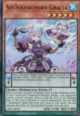 This is an image for the product SolSolfachord Gracia that has a rarity of Super Rare in the Creation Pack 09 with a card code of CR09-AE064 that is available on the TEKKX Product website.