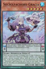 This is an image for the product SolSolfachord Gracia that has a rarity of Super Rare in the Creation Pack 09 with a card code of CR09-AE064 that is available on the TEKKX Product website.
